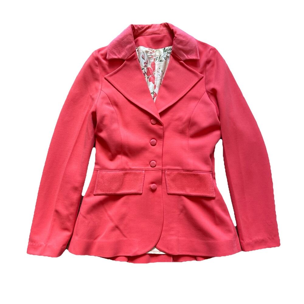 Vintage 70s Women’s Vibrant Pink Blazer Salmon Small 1970s 80s